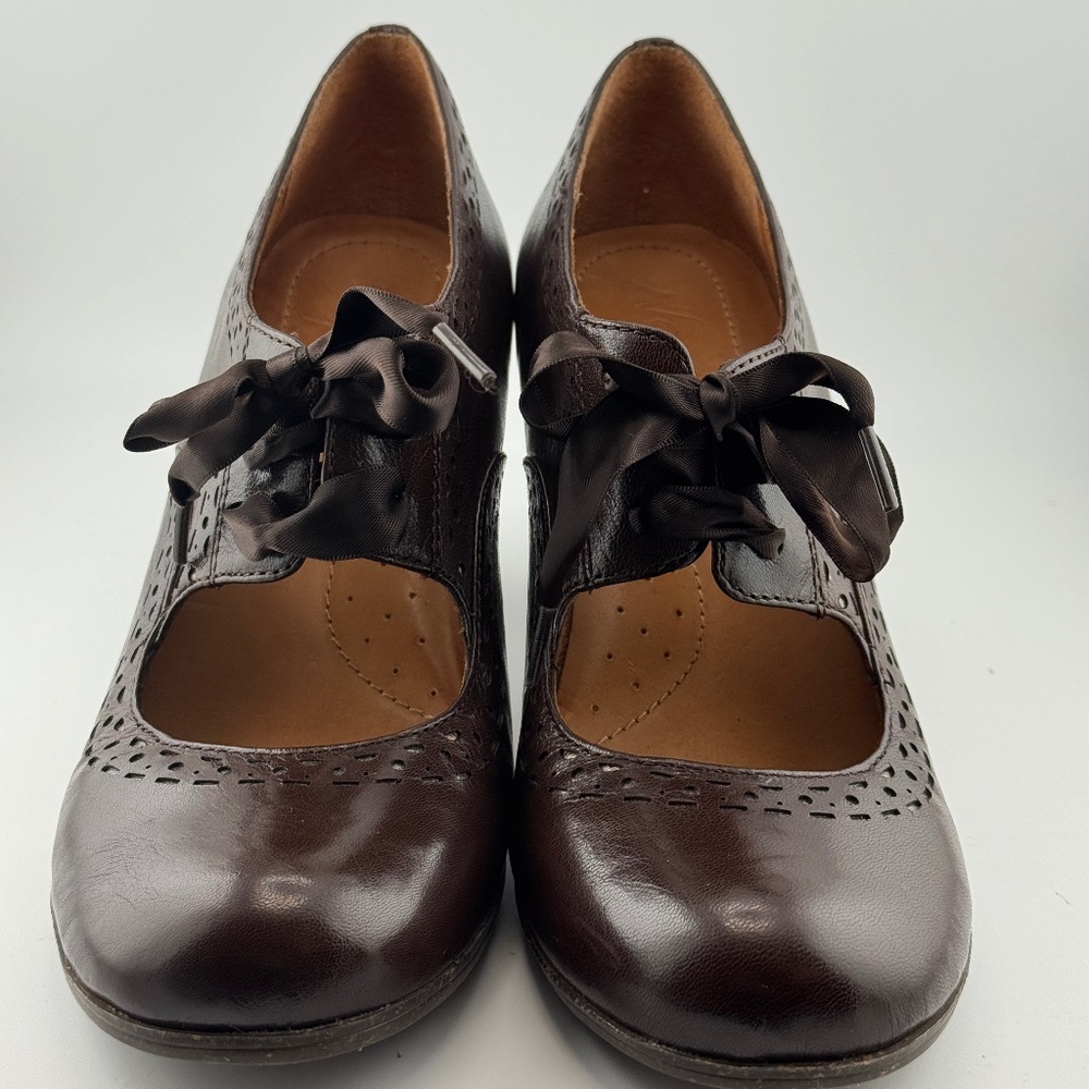 Naya Jada Pumps Leather Heeled Brown Mary Jane Round Toe Anthropologie 7.5